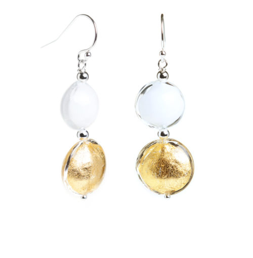 Bianca Gold and White Earrings in Sterling Silver by INIZI