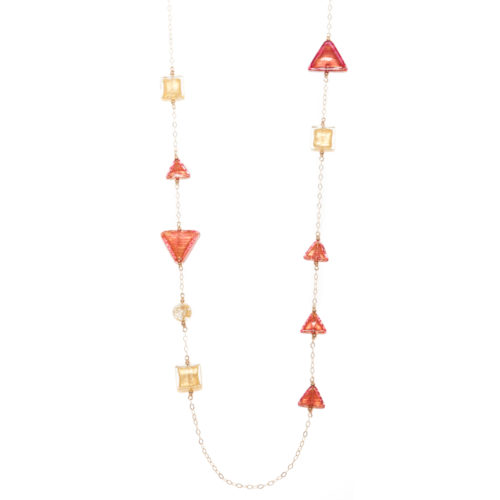 Orabella Geometric Gold-filled Long Necklace Close Up by INIZI