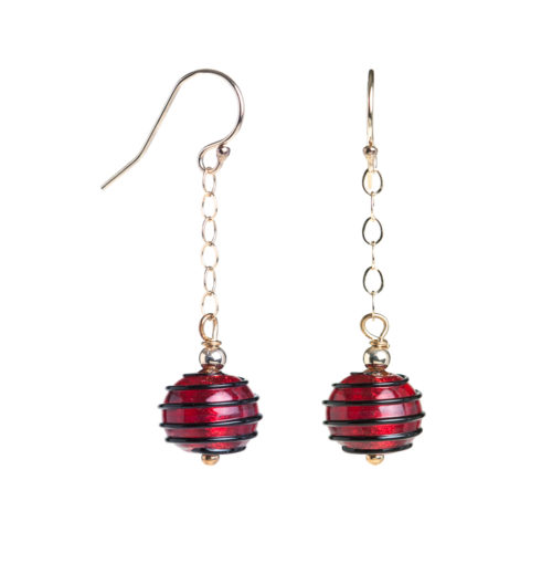 Valentina Spiral Gold Foil Murano Bead Drop Earrings by INIZI