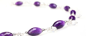 Amethyst and Rainbow Moonstone Sterling Silver Necklace by INIZI