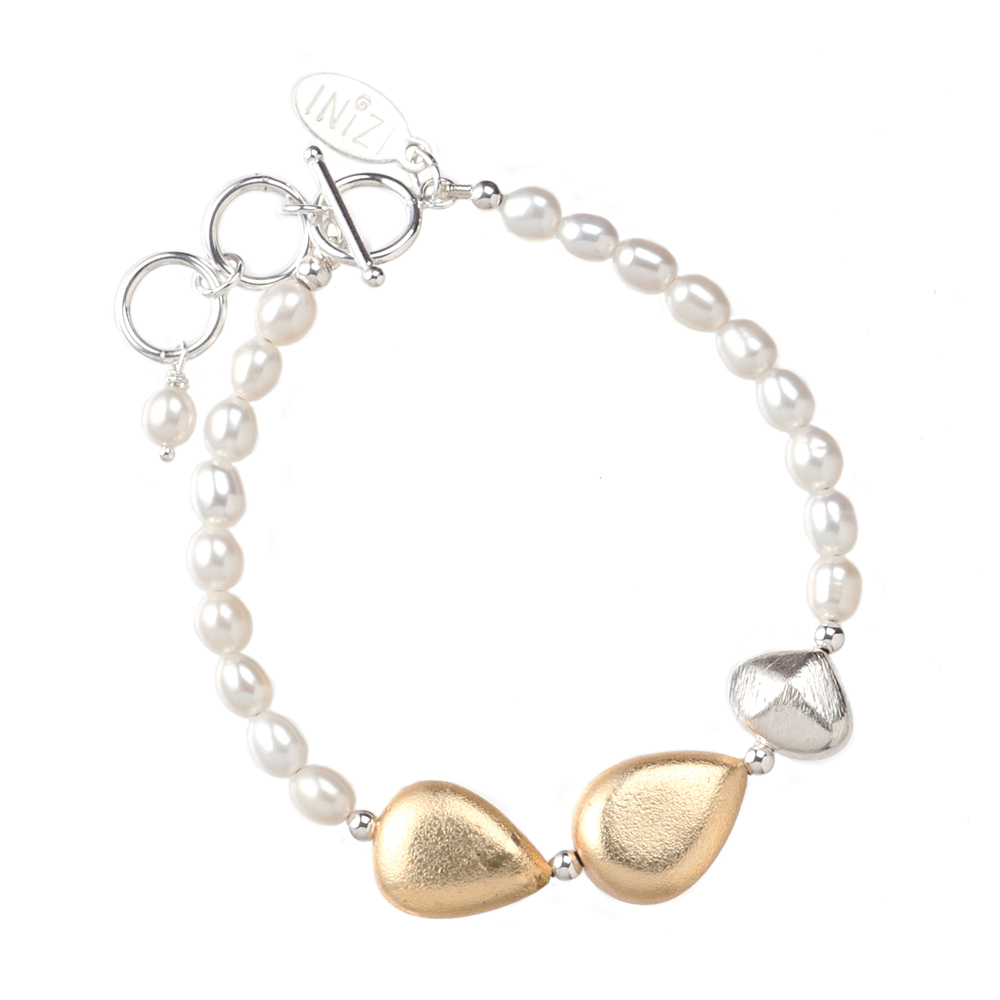 Vermeil and Silver Nuggets Pearl Bracelet - INIZI Jewellery