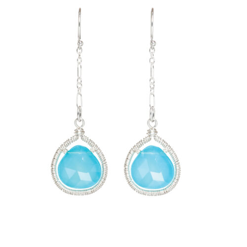 Chalcedony Sterling Silver Drop Earrings by INIZI