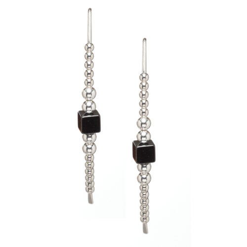 Hematite Sterling Silver Drop Earrings by INIZI