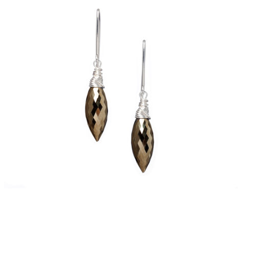 Pyrite Sterling Silver Drop Earrings by INIZI