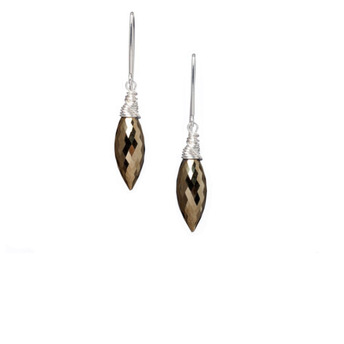 Pyrite Sterling Silver Drop Earrings by INIZI