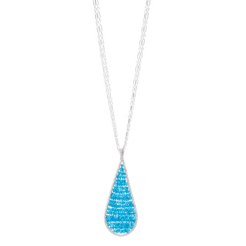 Apatite Teardrop Pendant Sterling Silver Necklace by INIZI