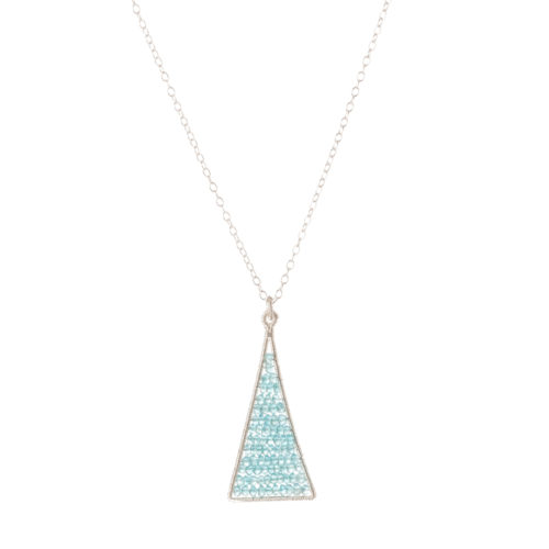 Apatite Triangle Pendant Sterling Silver Necklace by INIZI