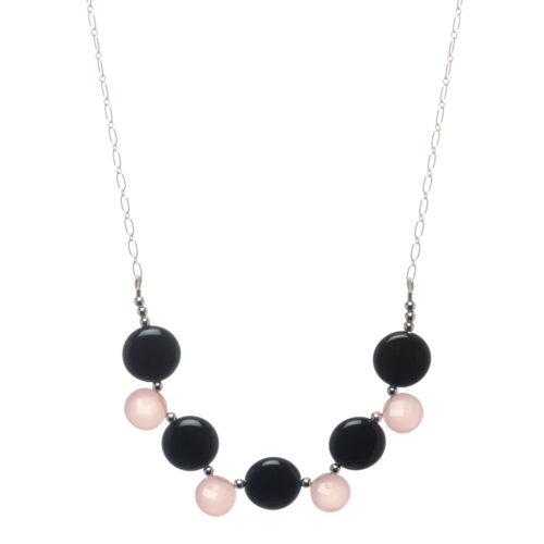 Chalcedony and Onyx Sterling Silver Necklace by INIZI
