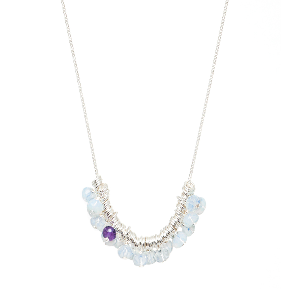 Opal Quartz and Amethyst Sterling Silver Necklace by INIZI