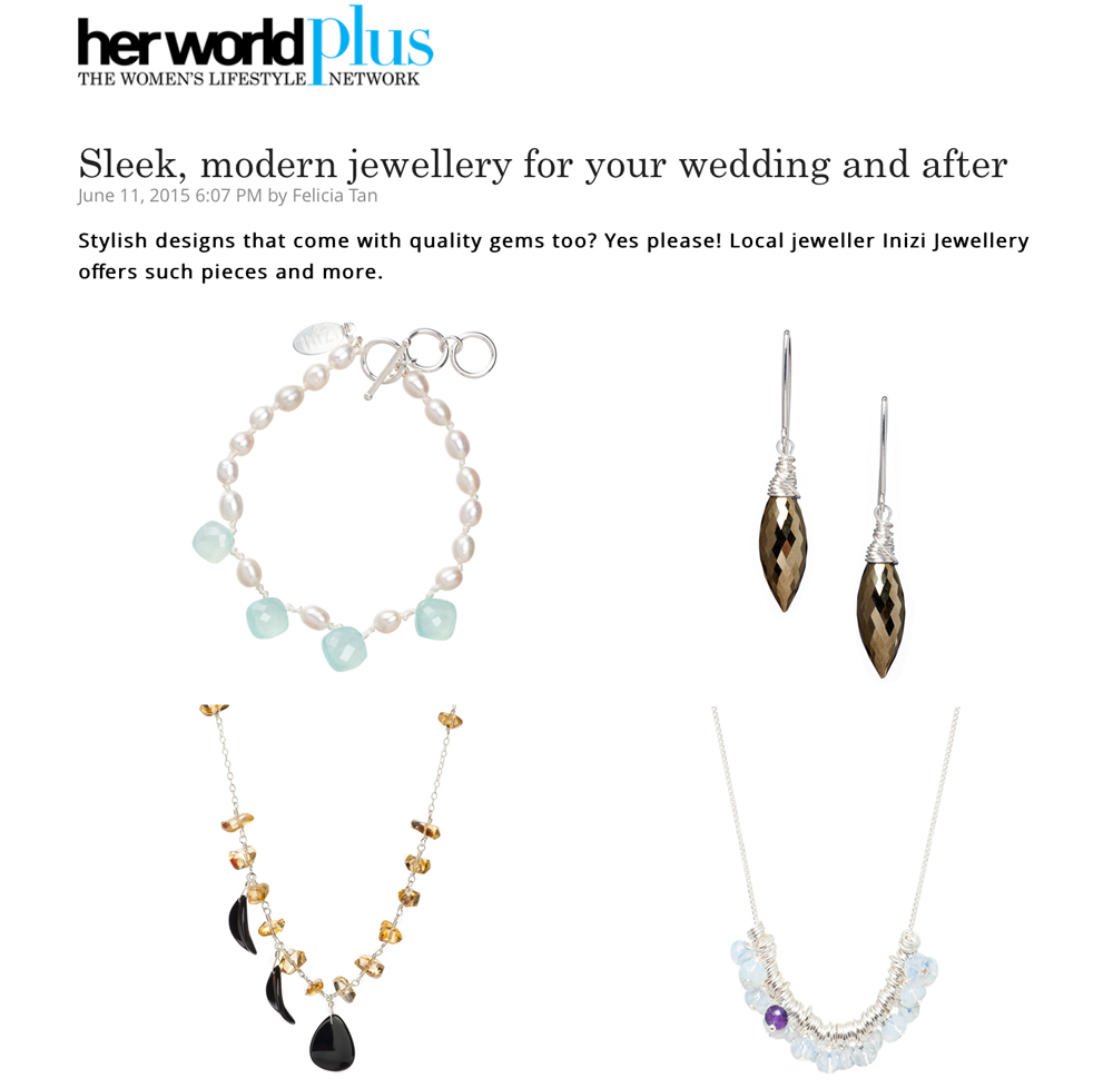 Her World Plus INIZI writeup Sleek, modern Jewellery for your wedding and after