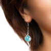 Close up of Peruvian Blue Chalcedony Sterling Silver Drop Earrings by INIZI