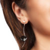 Black Agate Petals Sterling Silver Earrings by INIZI
