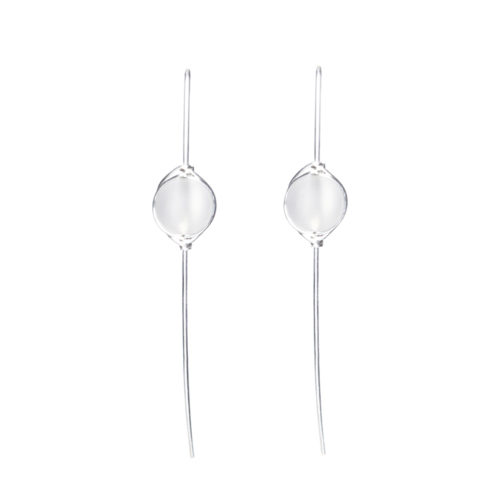 INIZI Matt Rock Crystal Minimalistic Sterling Silver Earrings