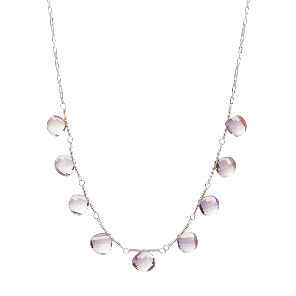 INIZI Ametrine Twisted Briolette Sterling Silver Necklace