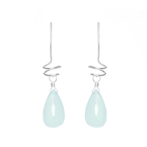 INIZI Chalcedony Sterling Silver Spiral Drop Earrings