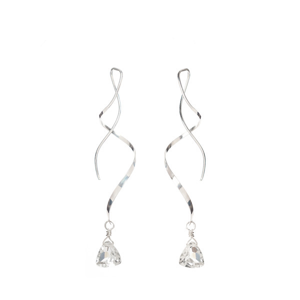 Quartz Crystal Sterling Silver Swirl Earrings by INIZI