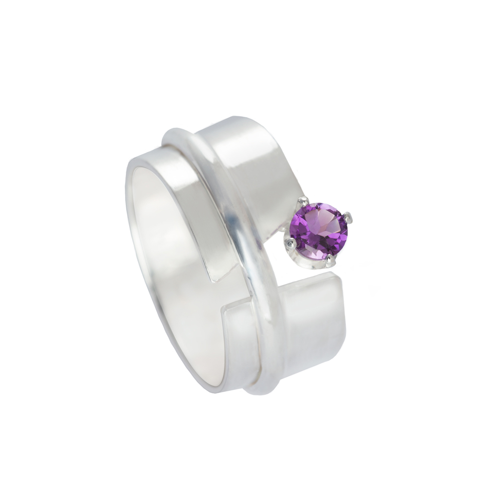 Amethyst Sterling Silver Ring on Band by INIZI