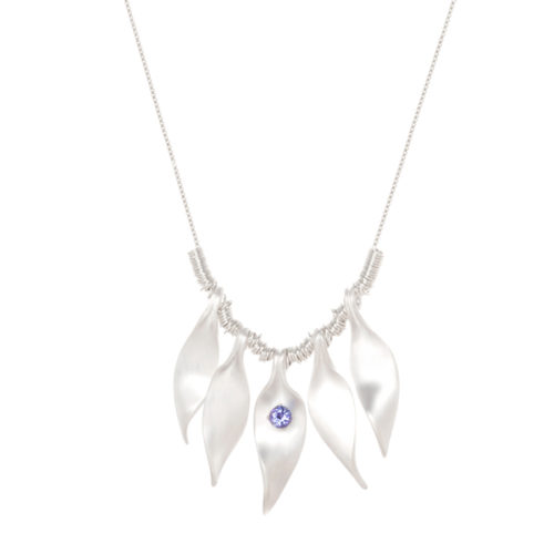 INIZI Fine Silver Leaves Necklace with Tanzanite, part of Breezy Collection launched at the opening of Bijorhca Paris on 2 September.