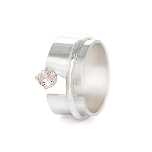 Morganite Sterling Silver Ring on Band by INIZI