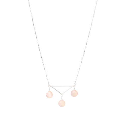 Pink Chalcedony Triangle Sterling Silver Necklace by INIZI