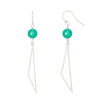 INIZI Green Onyx Sterling Silver Triangle Drop Earrings Front and Side Views