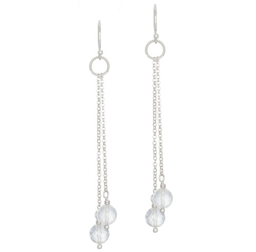 Rainbow Moonstone Chain Drop Earrings by INIZI