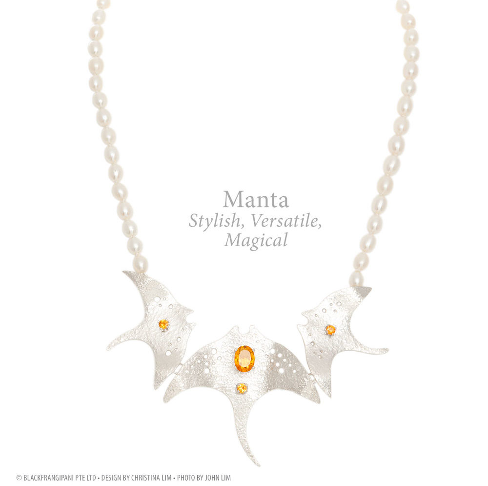 INIZI Manta Sterling Silver Necklace with Citrine and Yellow Sapphires