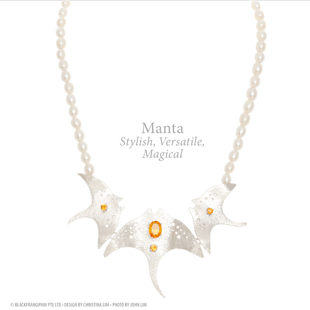 INIZI Manta Sterling Silver Necklace with Citrine and Yellow Sapphires