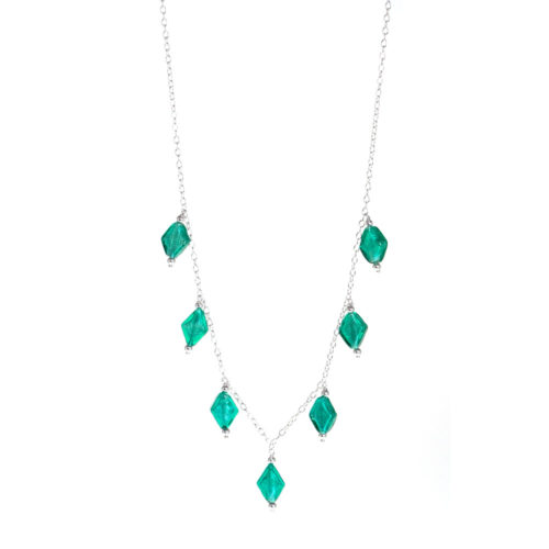 Silvia Emerald Gorgeous Sterling Silver and Silver Foil Necklace by INIZI