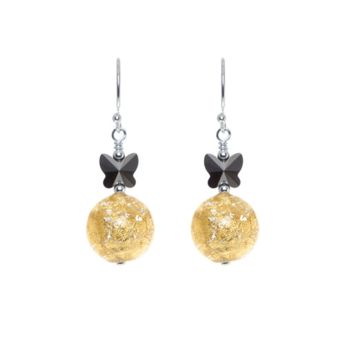 Farfalla Sterling Silver earrings with flecks of gold-foil by INIZI