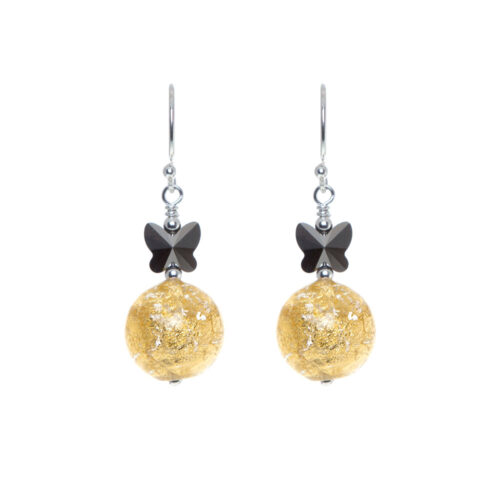 Farfalla Sterling Silver earrings with flecks of gold-foil by INIZI