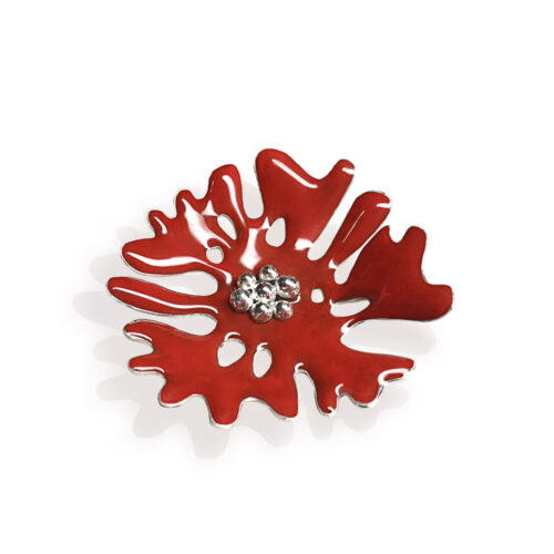 Scarlet Enamelled Fine Silver Pendant by INIZI