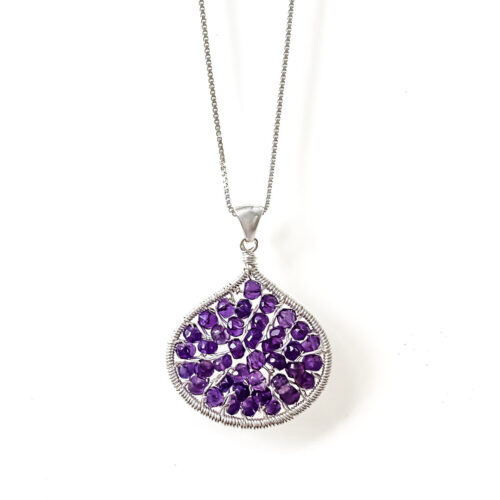 Amethyst Weaved Pendant Necklace by INIZI