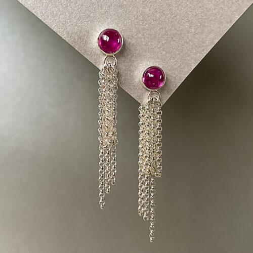Ruby Red Drape Earrings by INIZI