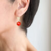 Scarlet, contemporary hexagonal, faceted cabochon earrings