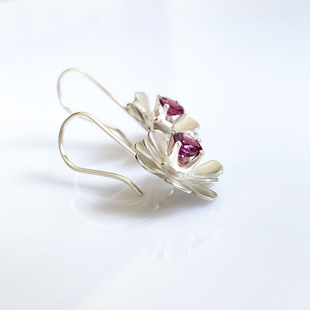 A unusual pop of colour in these floral earrings by Christina of INIZI Jewellery