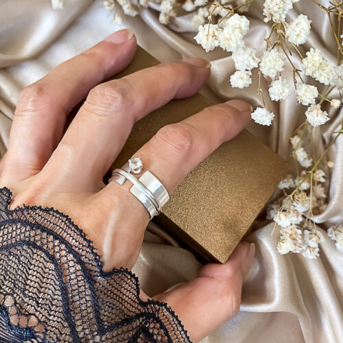 White Topaz Ring on Band by INIZI